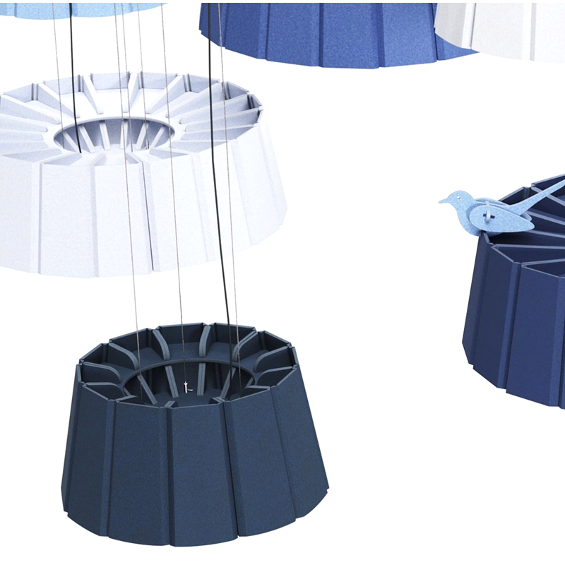 Painel acústico de design moderno defletores com absorção de som e formato de tira de placa de fibra de poliéster ecológico para uso em academia