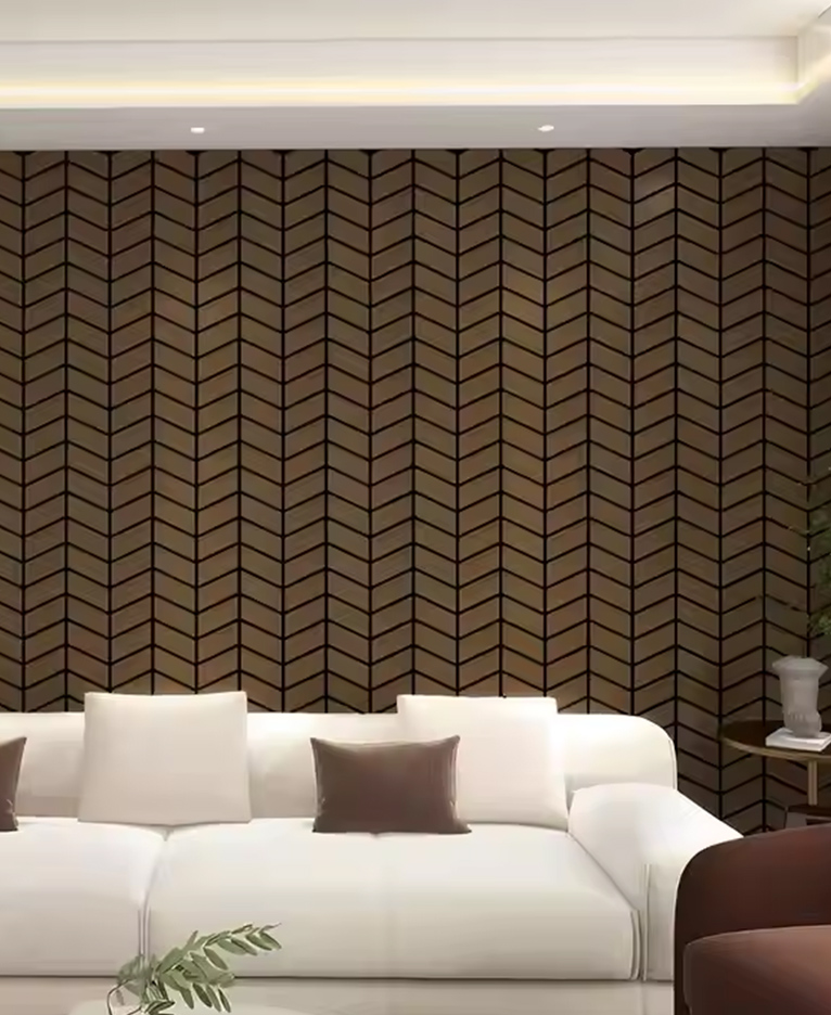 Painéis acústicos folheados de madeira 